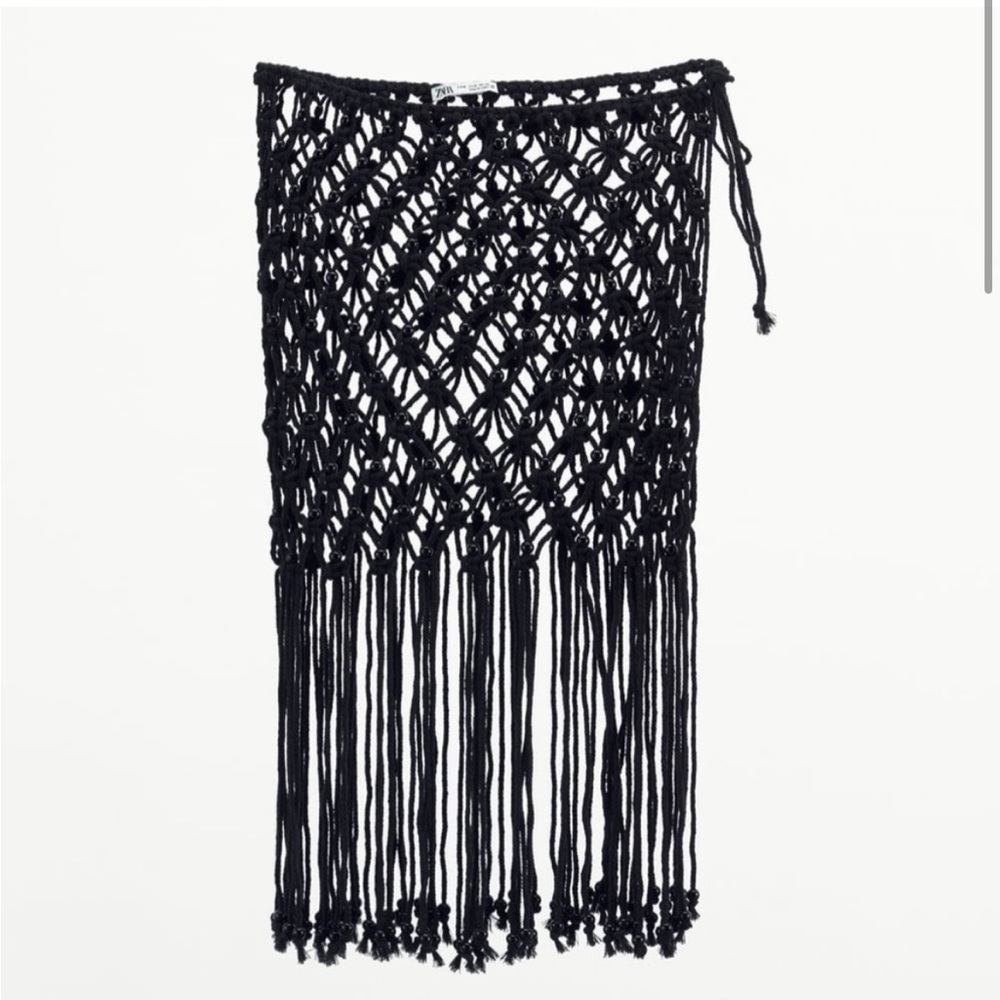Zara black crochet skirt